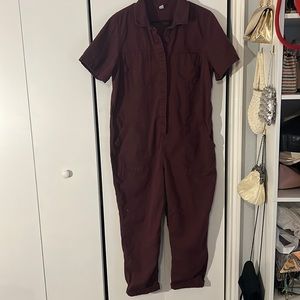 Old Navy maroon utility suit, size large